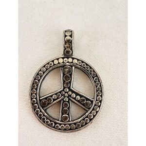 Lori Bonn Sterling Silver Peace Sign Charm Pendant 925 Dot Detail